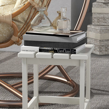 Square Side Table, 15" Outdoor HDPE, Weather Resistant, White Patio Side Tables at Gallery Canada