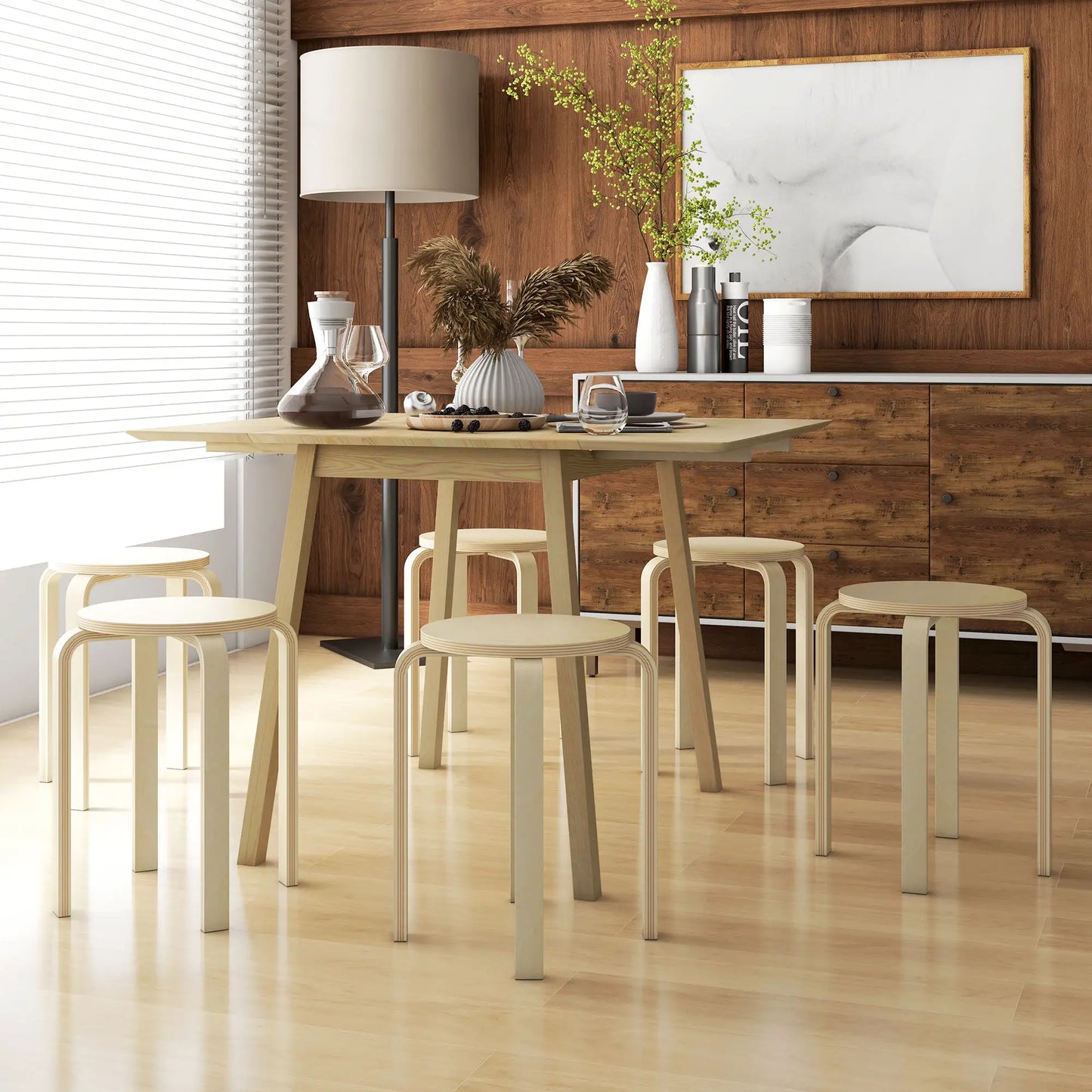Round Stackable Chairs Set of 6, 18-Inch Backless Stools Bar Stools at Gallery Canada