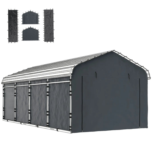 Replacement Canopy Cover, 10' x 15', Waterproof Carport Shelter, Dark Grey Car Shelters Dark Grey at Gallery Canada