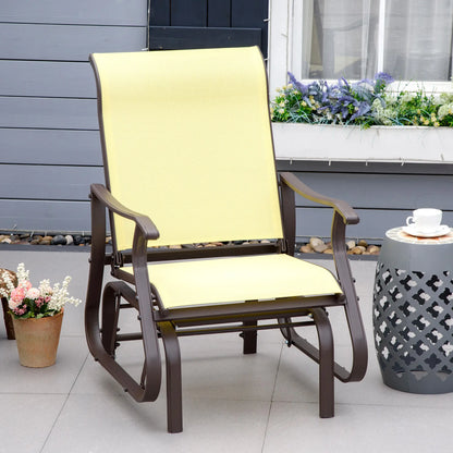 Outdoor Glider Chair, Steel Frame Mesh Fabric, Beige Outdoor Gliders at Gallery Canada
