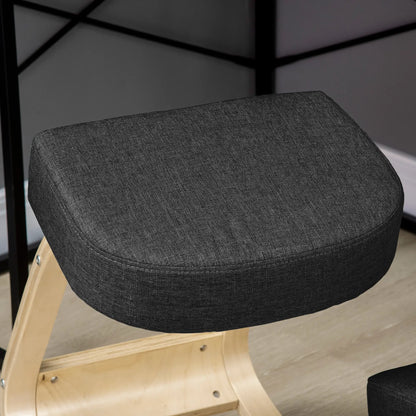 Ergonomic Kneeling Chair, Wood Stool with Thick Pads, Black Office Chairs at Gallery Canada