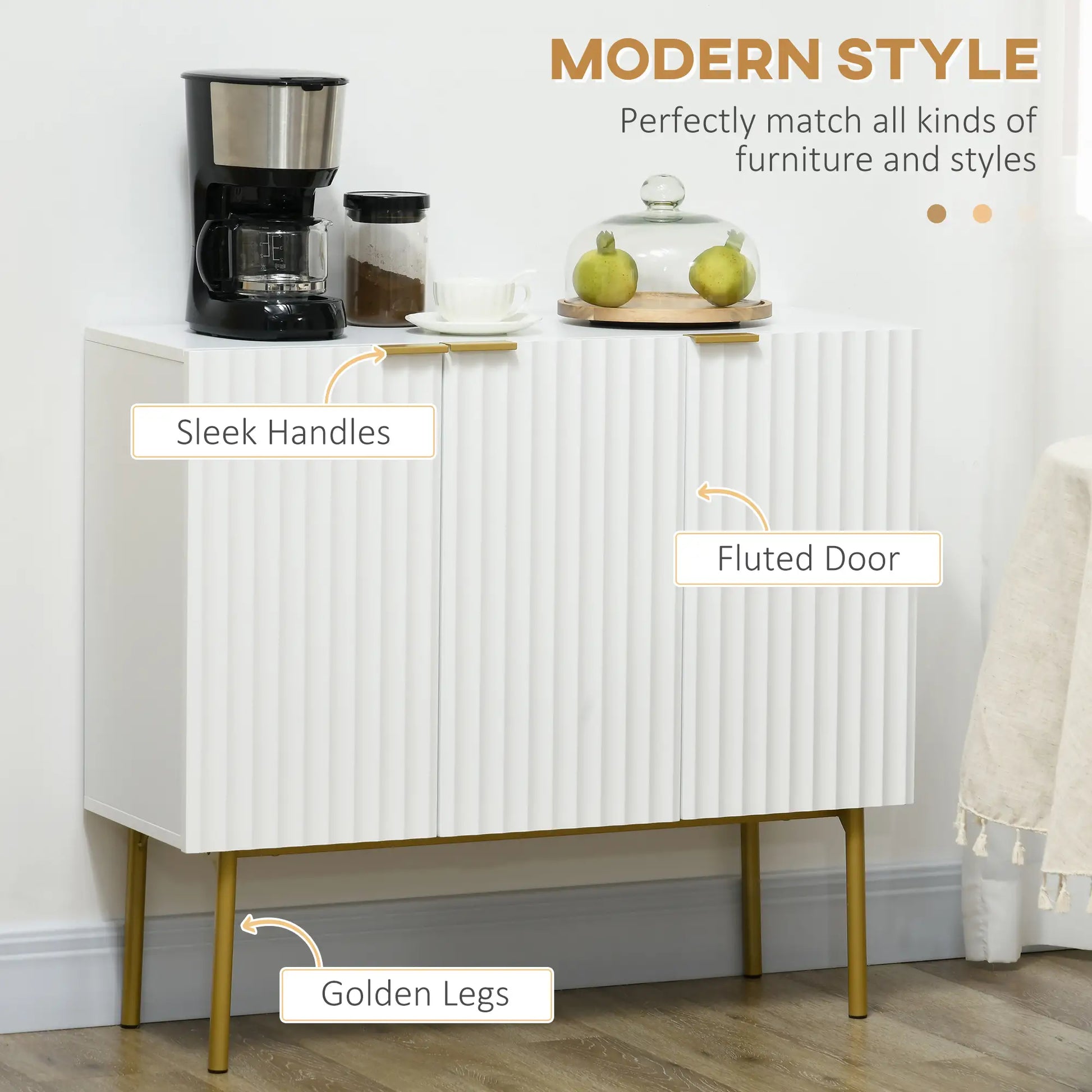 Modern Storage Cabinet, Sideboard Buffet, Gold Legs, White Storage Cabinets at Gallery Canada