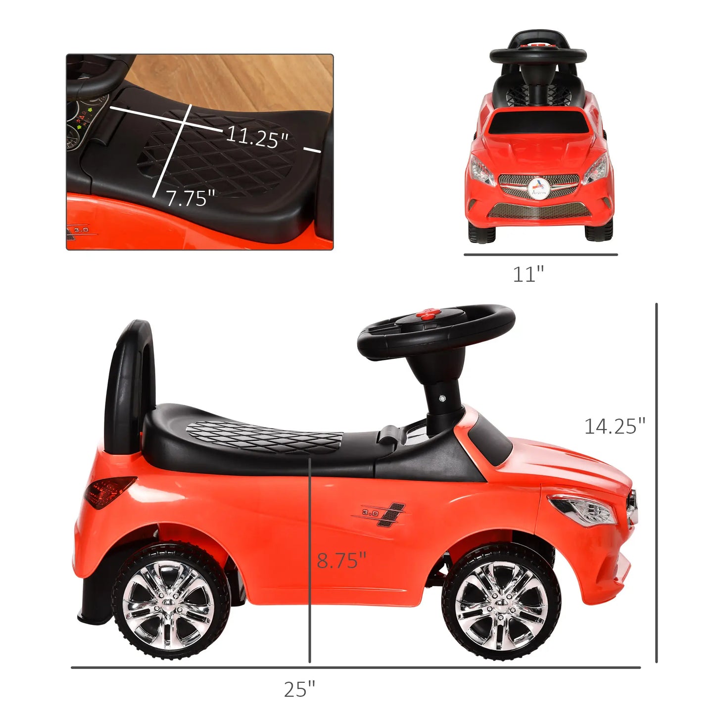 Voiture à pousser pour enfants, jouet de glisse au pied, rouge