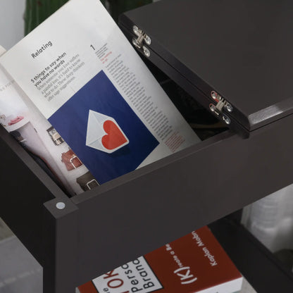 Flip Top End Side Table with Cabinet, Bottom Shelf, Dark Coffee Side Tables at Gallery Canada