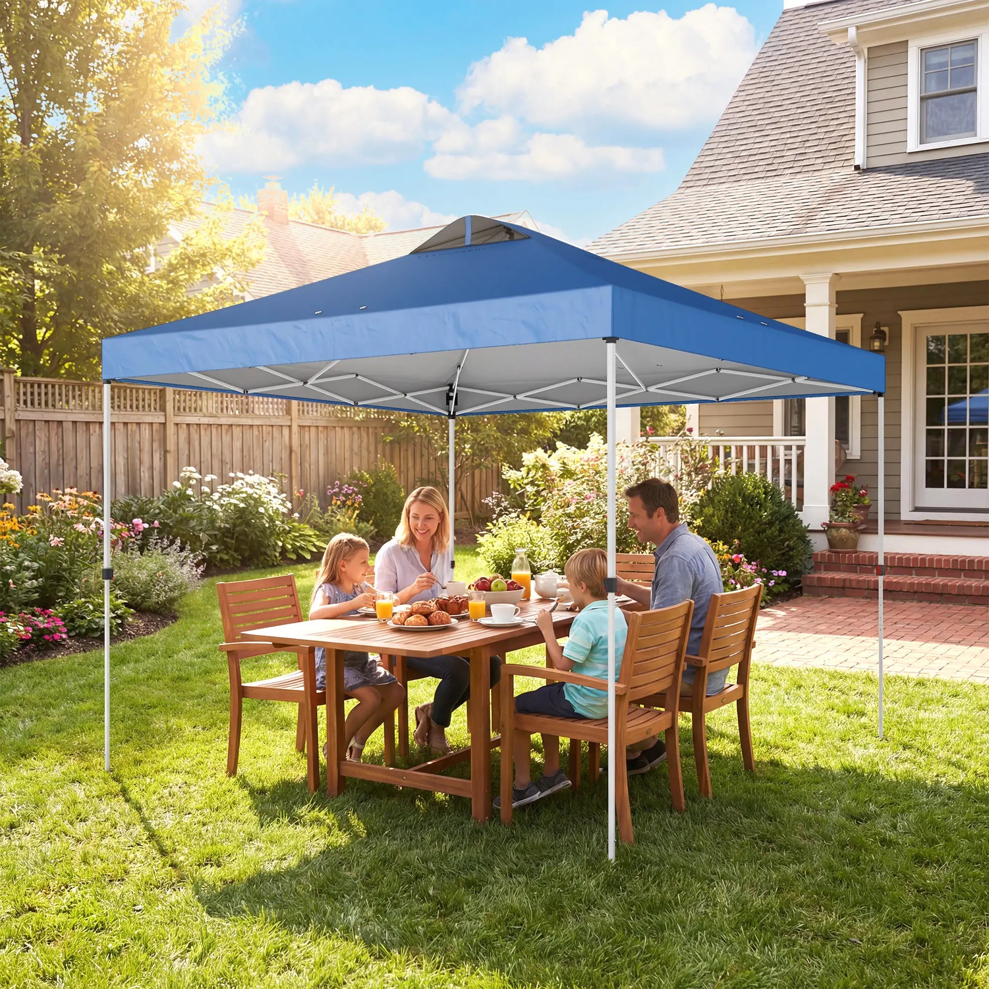 Waterproof Pop Up Canopy Tent, 9.8' x 9.8', With Carrying Bag, Blue Pop Up Canopies at Gallery Canada