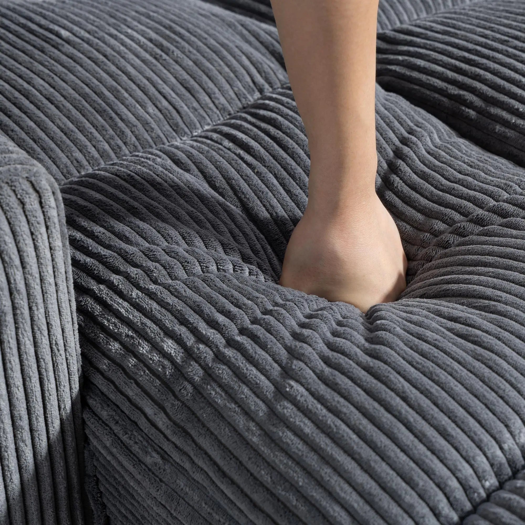 58 Inch Chaise Lounge, Oversized Corduroy Sofa Bed, Dark Grey Sofas & Reclining Chairs at Gallery Canada