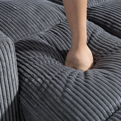 58 Inch Chaise Lounge, Oversized Corduroy Sofa Bed, Dark Grey Sofas & Reclining Chairs at Gallery Canada