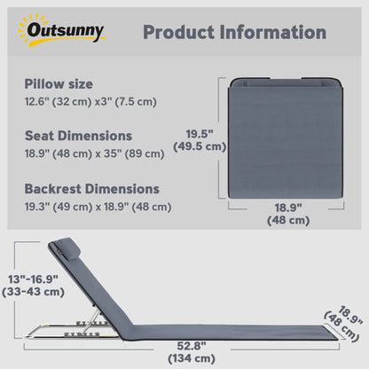 2 Pieces Beach Lounge Chair, Outdoor Folding Chaise, Grey Lounger Chairs at Gallery Canada