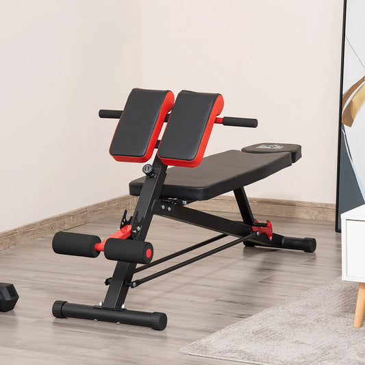 Adjustable Weight Bench, Roman Chair, Hyper Extension, Ab Sit Up, Black and Red Weight Benches Red and Black at Gallery Canada