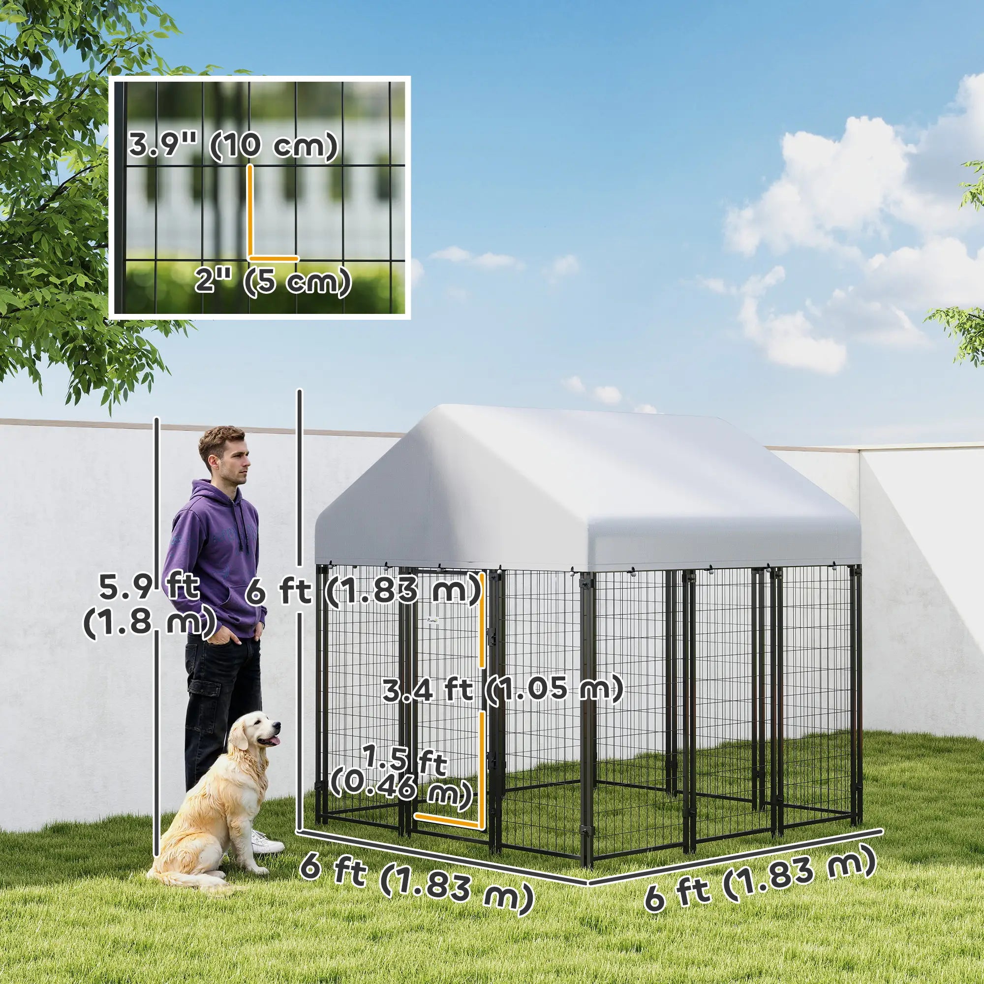 Outdoor Dog Kennel, Waterproof UV-Resistant Cover, 6' x 6' x 6' Dog Kennels at Gallery Canada