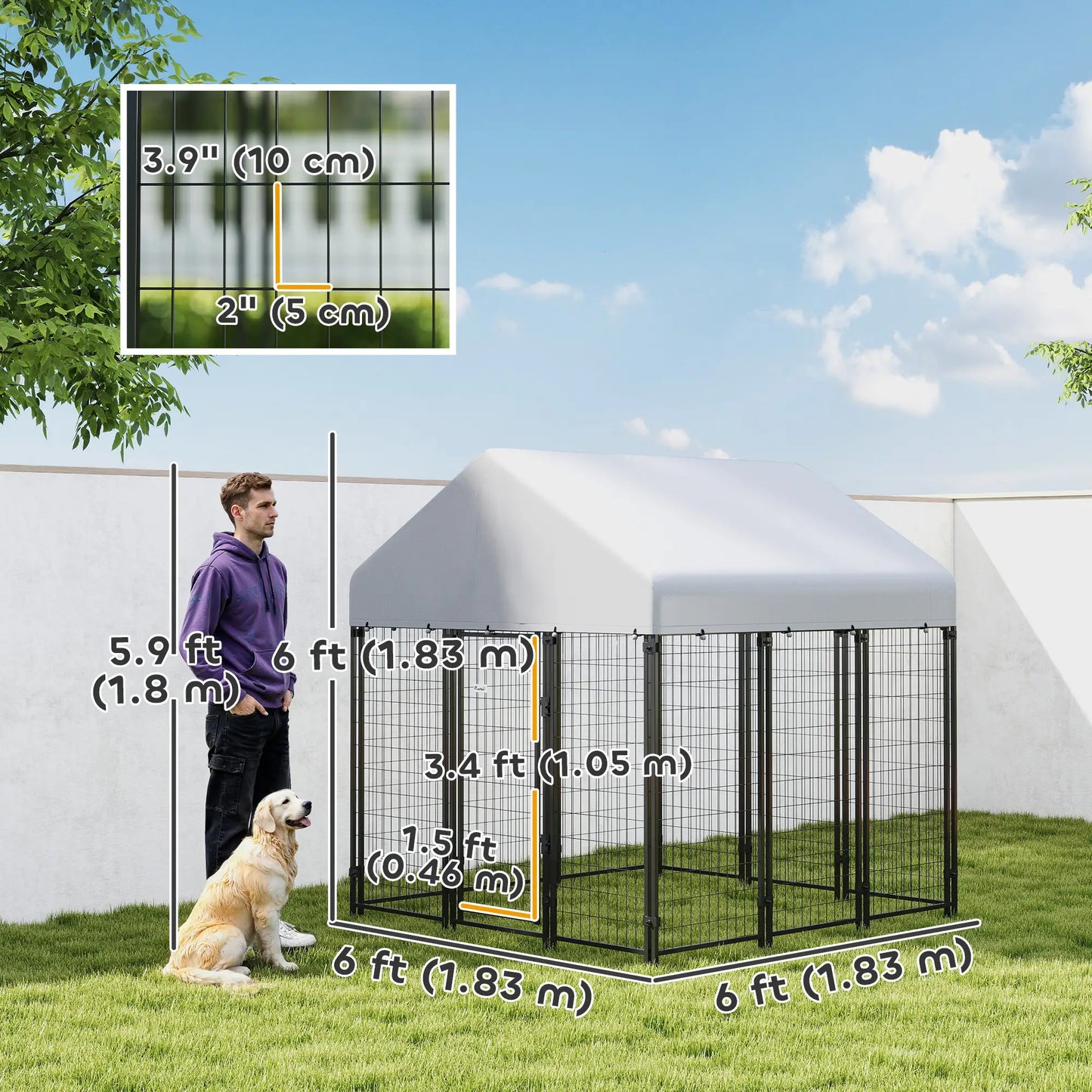 Outdoor Dog Kennel, Waterproof UV-Resistant Cover, 6' x 6' x 6' Dog Kennels at Gallery Canada