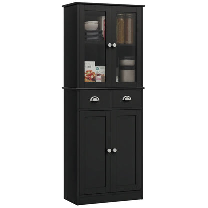 61" Kitchen Pantry Cabinet, Freestanding Farmhouse, Black Kitchen Pantry Cabinets at Gallery Canada
