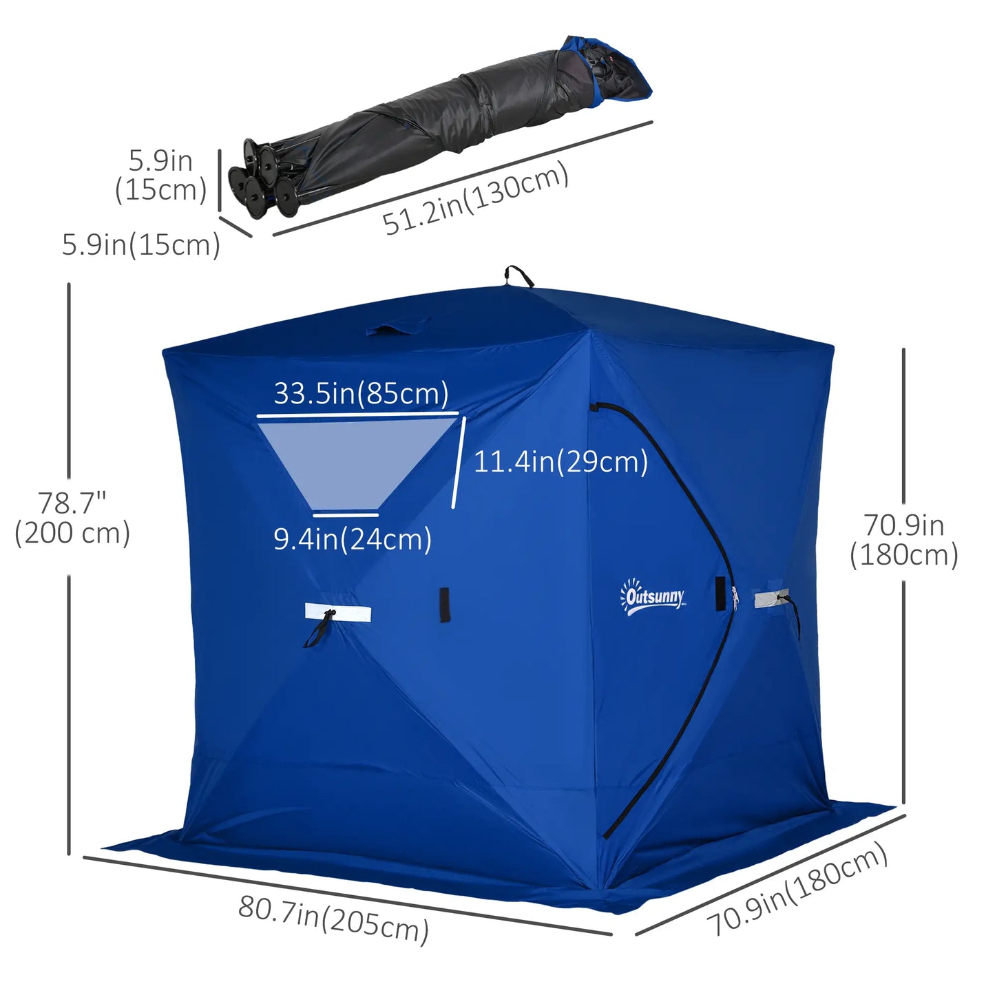 2-4 Person Pop-Up Ice Fishing Tent, Windproof Windows, Carrying Bag, Blue Ice Fishing Tents at Gallery Canada