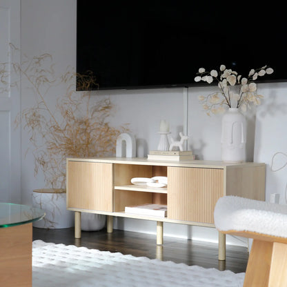Modern TV Stand for 50" TVs, Cabinet with Storage Shelves, Natural TV Stands at Gallery Canada