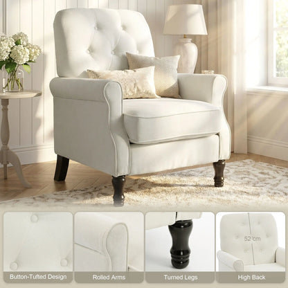 Accent Chair, Mid-Century Modern Armchair, Cream White Single Sofas at Gallery Canada