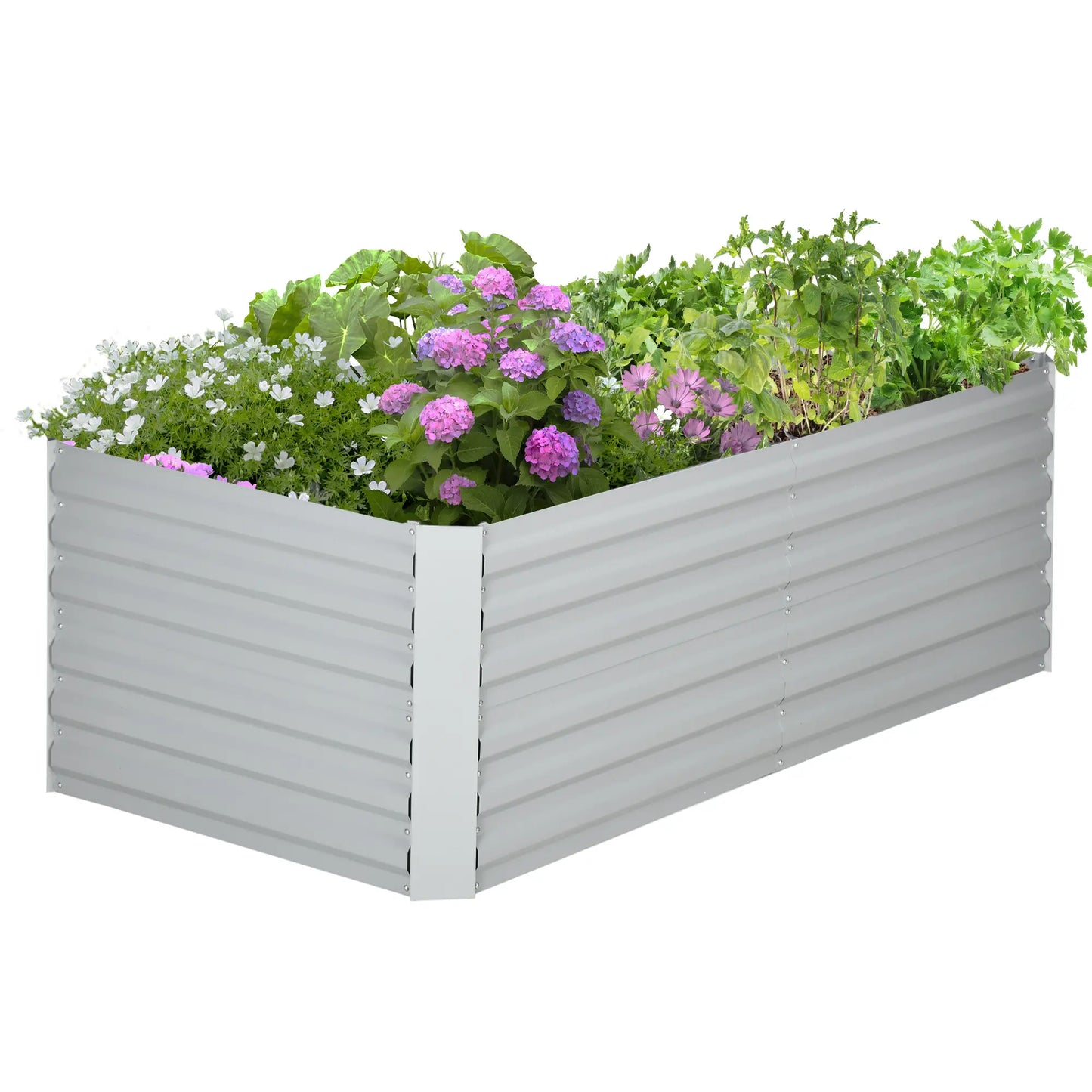 Galvanized Raised Garden Bed, Steel Outdoor Planter, 71" x 35" x 23", Light Grey Raised Garden Beds Light Grey at Gallery Canada