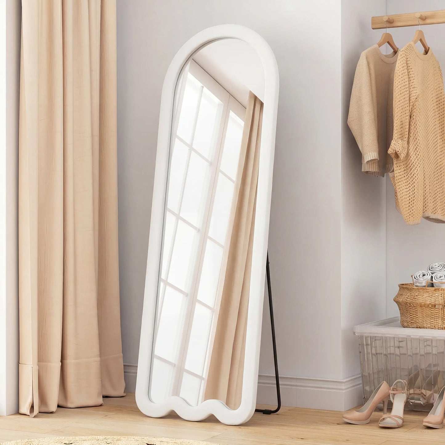 Full Length Mirror With Soft Padded Frame, White