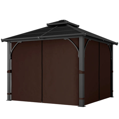 10' x 10' Hardtop Gazebo, 7mm Polycarbonate Roof, Netting And Curtains, Coffee Gazebos Coffee at Gallery Canada