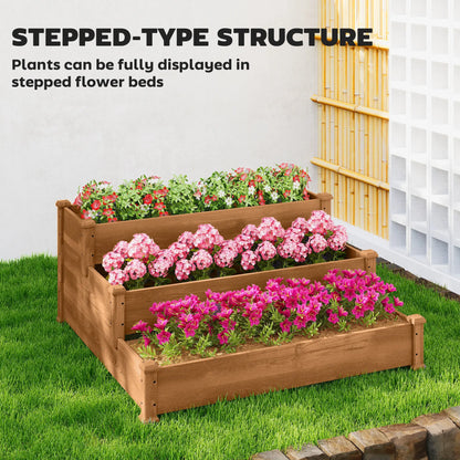 3-Tier Garden Bed Planter Box, 49"x49"x22", Brown Raised Garden Beds at Gallery Canada