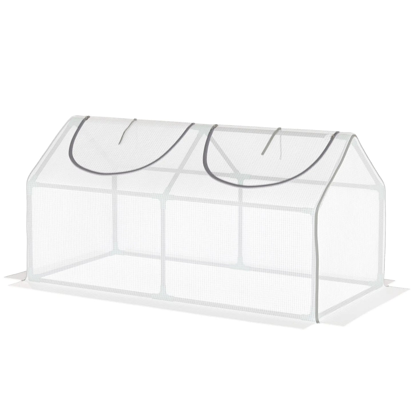 Serre tunnel miniature, 47" x 24" x 24", Cadre en acier Couverture PE, Blanc