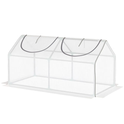 Serre tunnel miniature, 47" x 24" x 24", Cadre en acier Couverture PE, Blanc