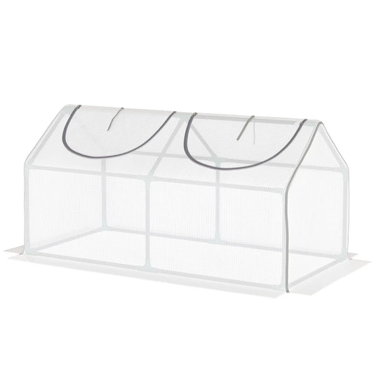 Mini Tunnel Greenhouse, 47" x 24" x 24", Steel Frame PE Cover, White