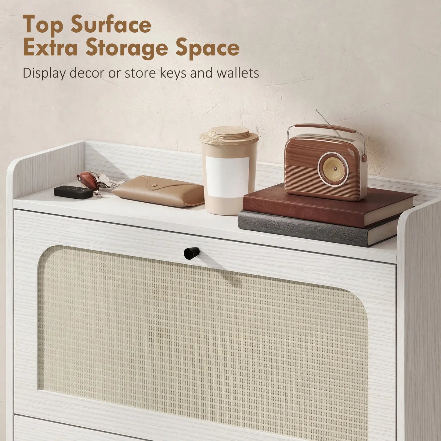 Shoe Cabinet, 2 Flip Drawers, Narrow Boho, White Shoe Storage Cabinets & Racks at Gallery Canada