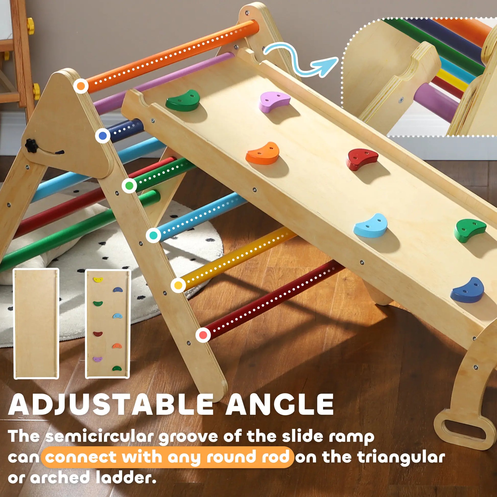 5 in 1 Pikler Triangle Set, Ladder, Ramp, Arch, 18-48 Months, Multicolour Baby Gym & Playmats at Gallery Canada