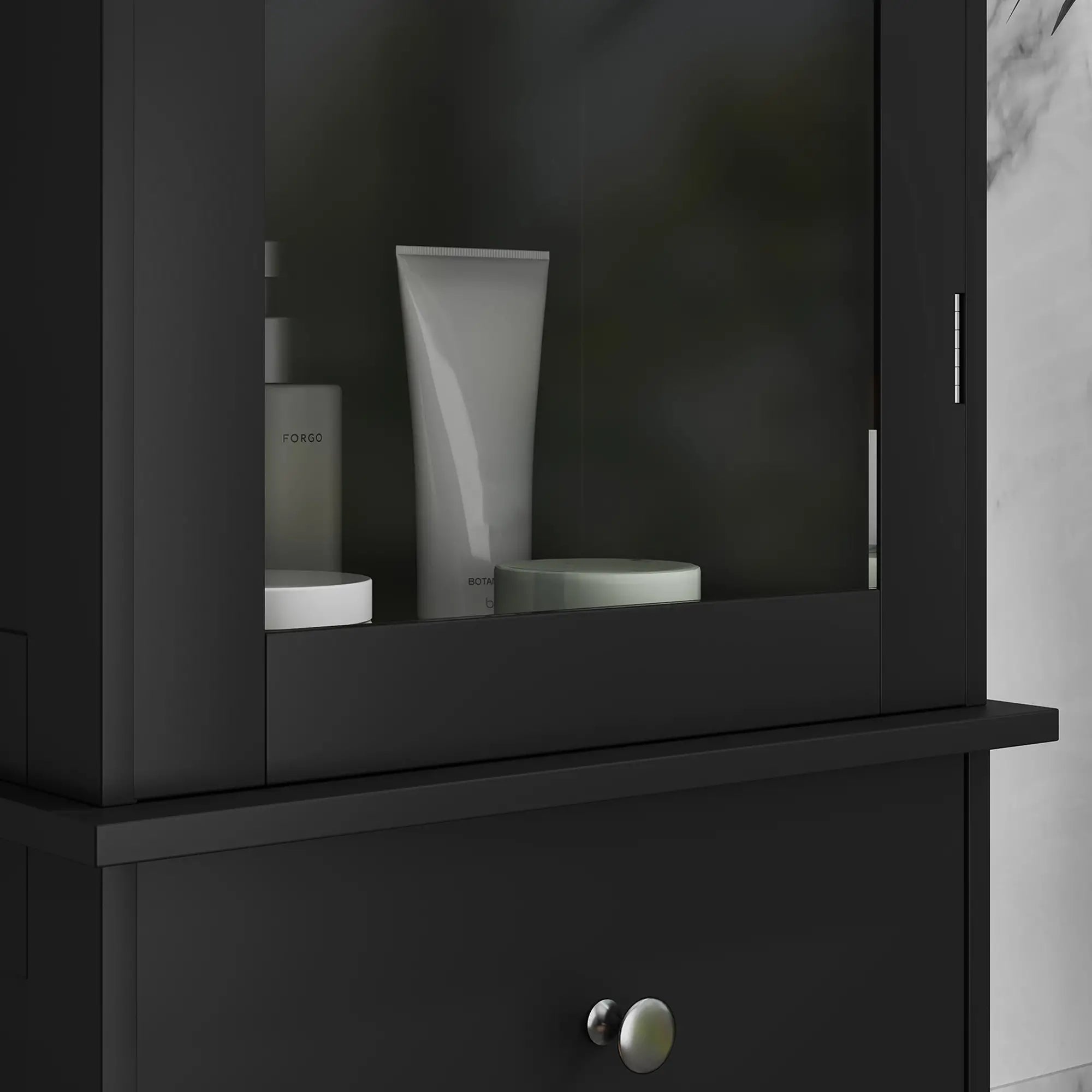 Tall Bathroom Cabinet, 2 Doors, Adjustable Shelves, Black Bathroom Cabinets at Gallery Canada