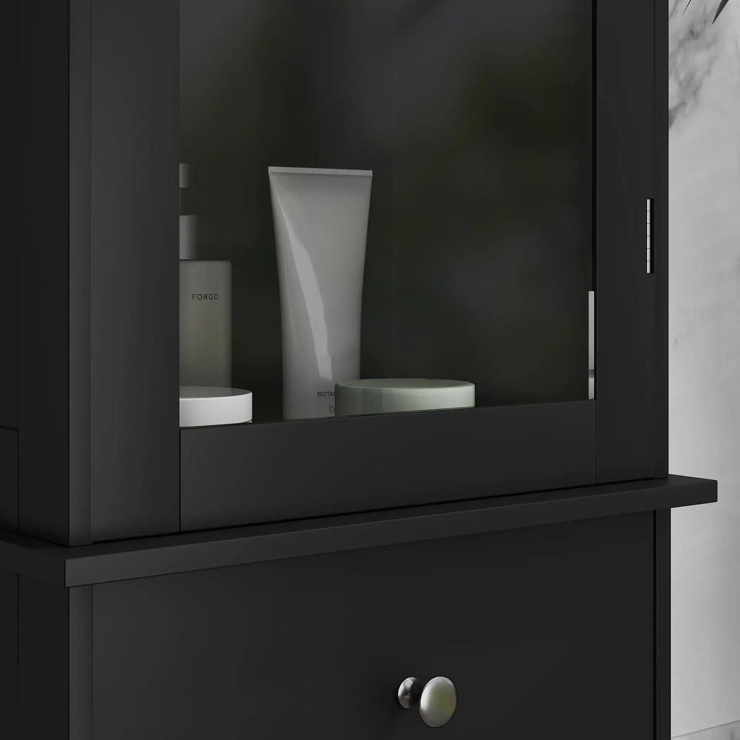Tall Bathroom Cabinet, 2 Doors, Adjustable Shelves, Black Bathroom Cabinets at Gallery Canada