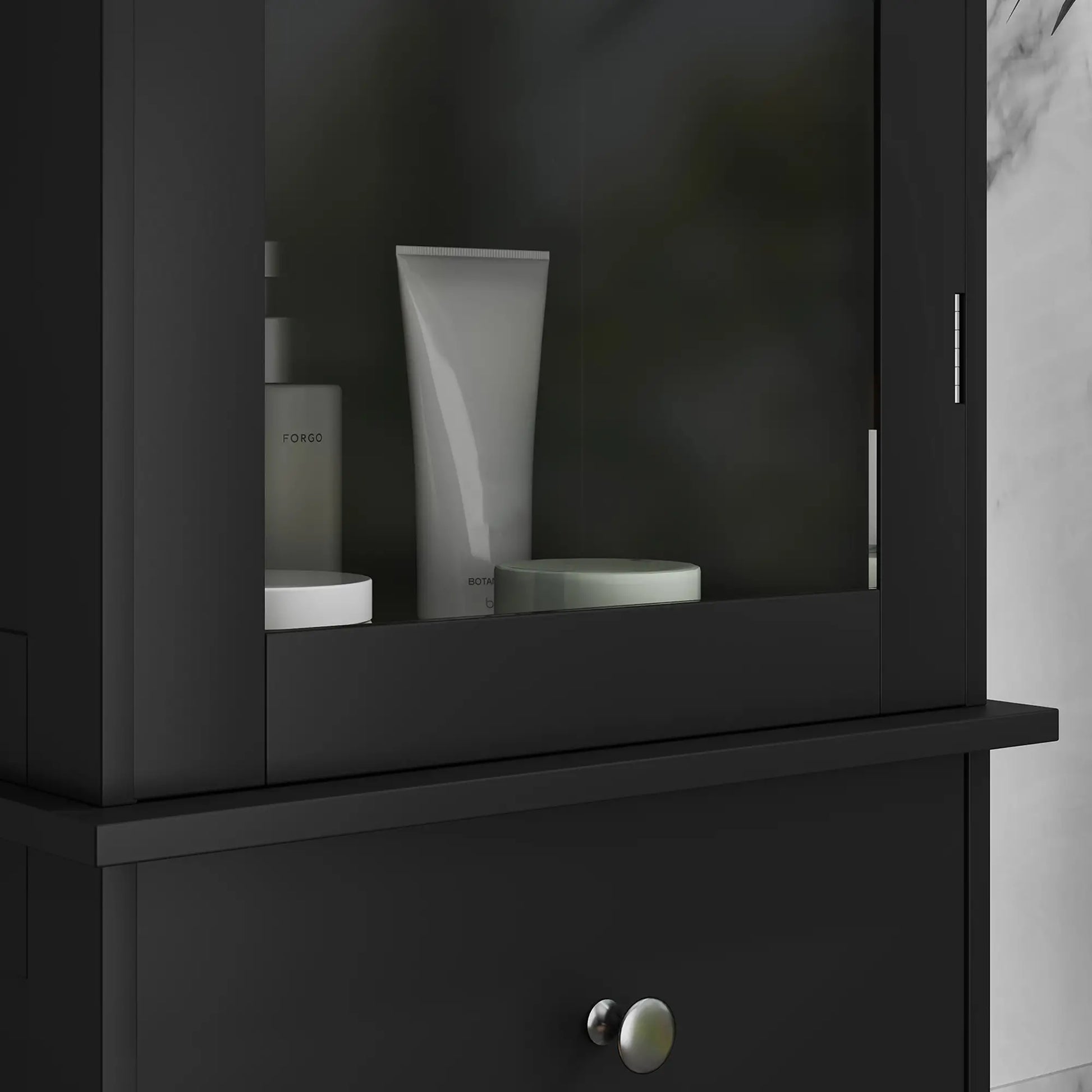 Tall Bathroom Cabinet, 2 Doors, Adjustable Shelves, Black Bathroom Cabinets at Gallery Canada