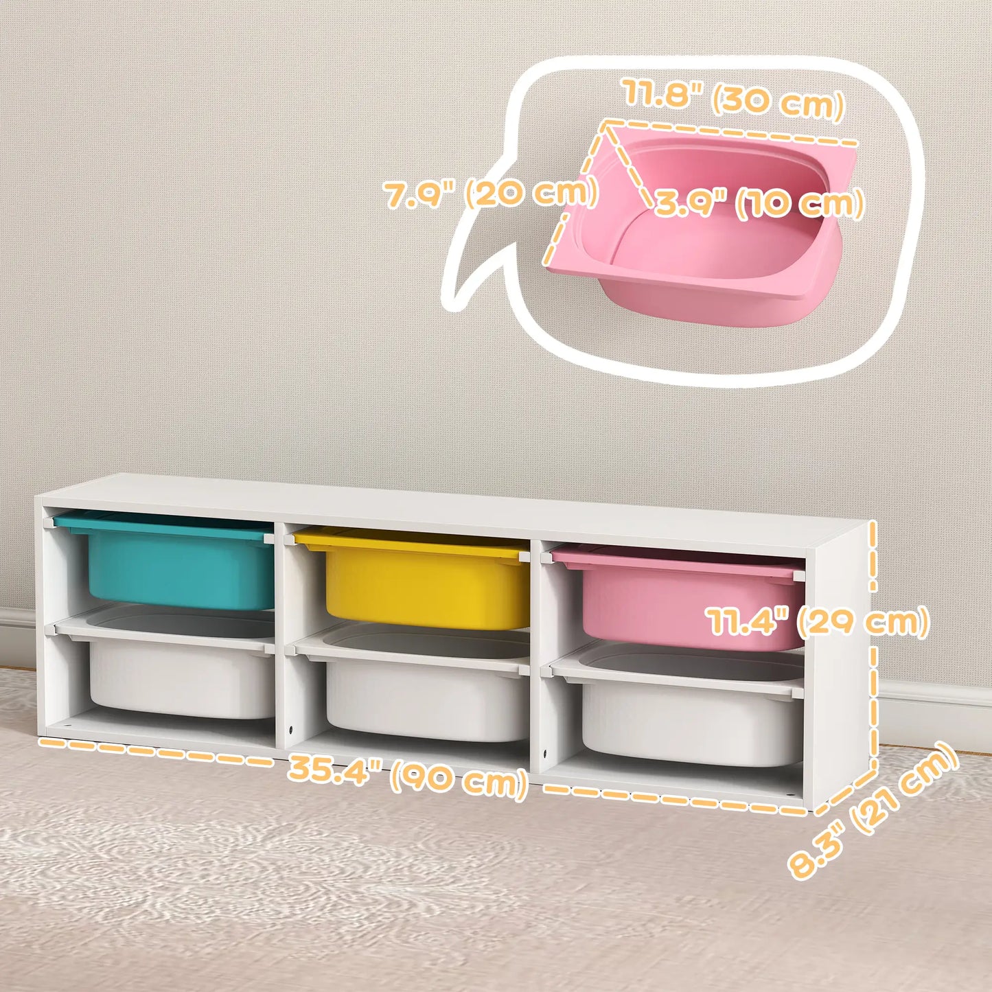 Kids Toy Storage Organizer with 6 Removable Plastic Bins Bookshelves & Bookcases at Gallery Canada