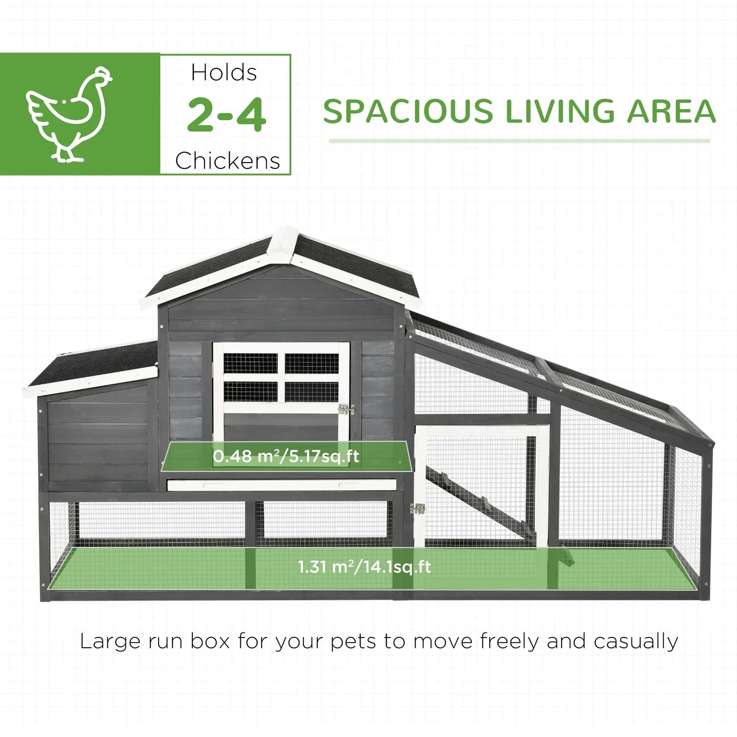 79" Wooden Chicken Coop, Hen House, Poultry Habitat, Grey Chicken Coops at Gallery Canada