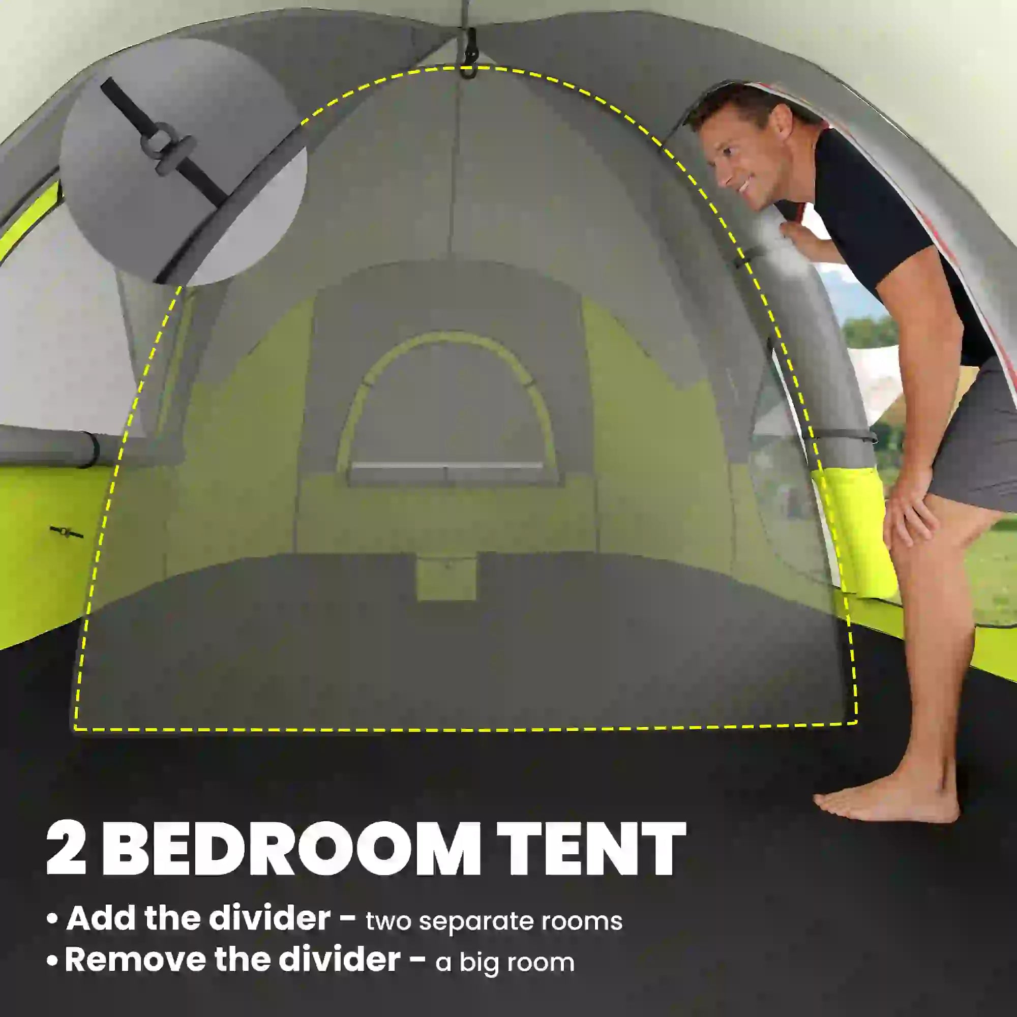 6-8 Person Camping Tent, 2000mm Waterproof Rainfly, Carry Bag, Green Camping Tents at Gallery Canada