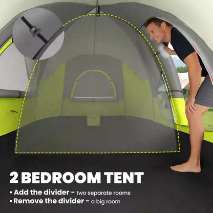 6-8 Person Camping Tent, 2000mm Waterproof Rainfly, Carry Bag, Green Camping Tents at Gallery Canada