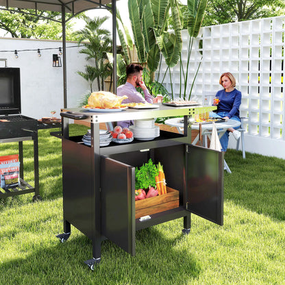 Outdoor Grill Cart Table With Foldable Side Table, 45.7"x19.7", Black Outdoor Grill Carts at Gallery Canada