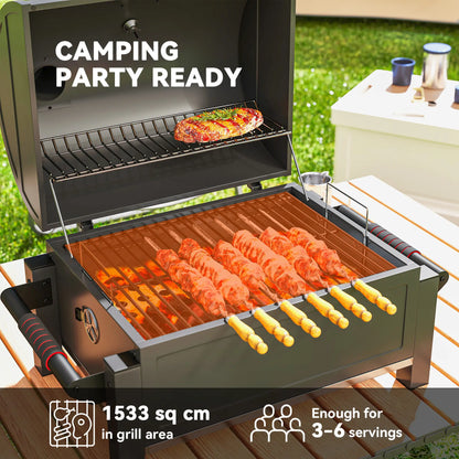 Portable Tabletop Charcoal Smoker, Ash Catcher, Thermometer, Black Charcoal BBQ Grils at Gallery Canada