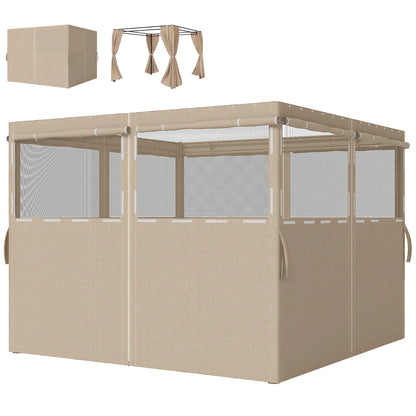 10' x 10' Gazebo Sidewall Set, 4 Panels, Windows, Doors, Khaki Gazebo Sidewalls Khaki at Gallery Canada