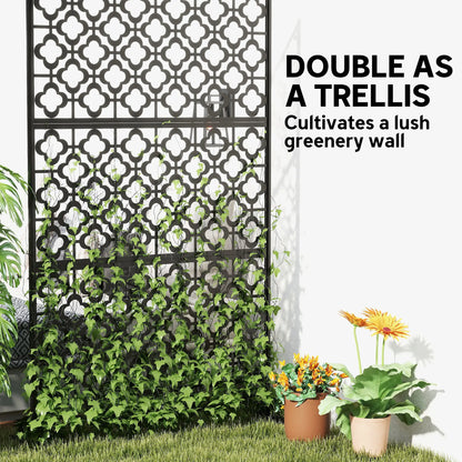 Metal Outdoor Privacy Screen, Freestanding Divider, 78" x 48", Black Side Awnings at Gallery Canada