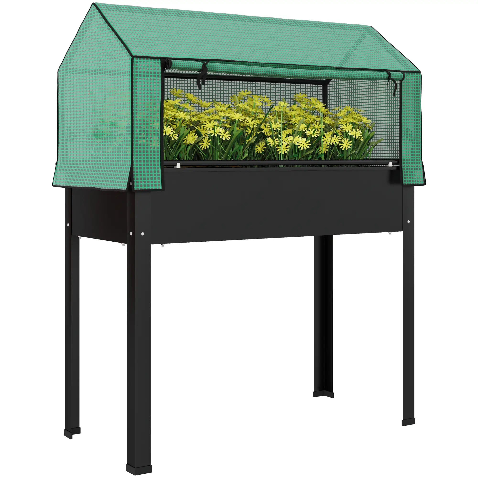 Raised Garden Bed Planter With PE Cover, Elevated Box With Drainage, Black Raised Garden Beds at Gallery Canada