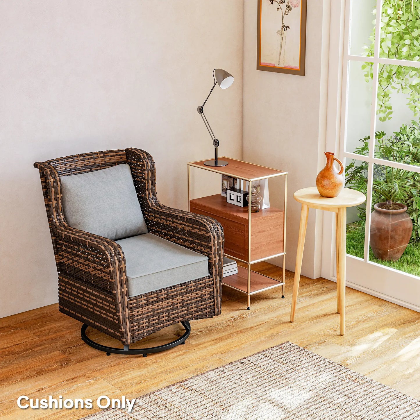 2-Piece Patio Chair Cushions with Ties, UPF50+, Light Grey Patio Chair Cushions at Gallery Canada