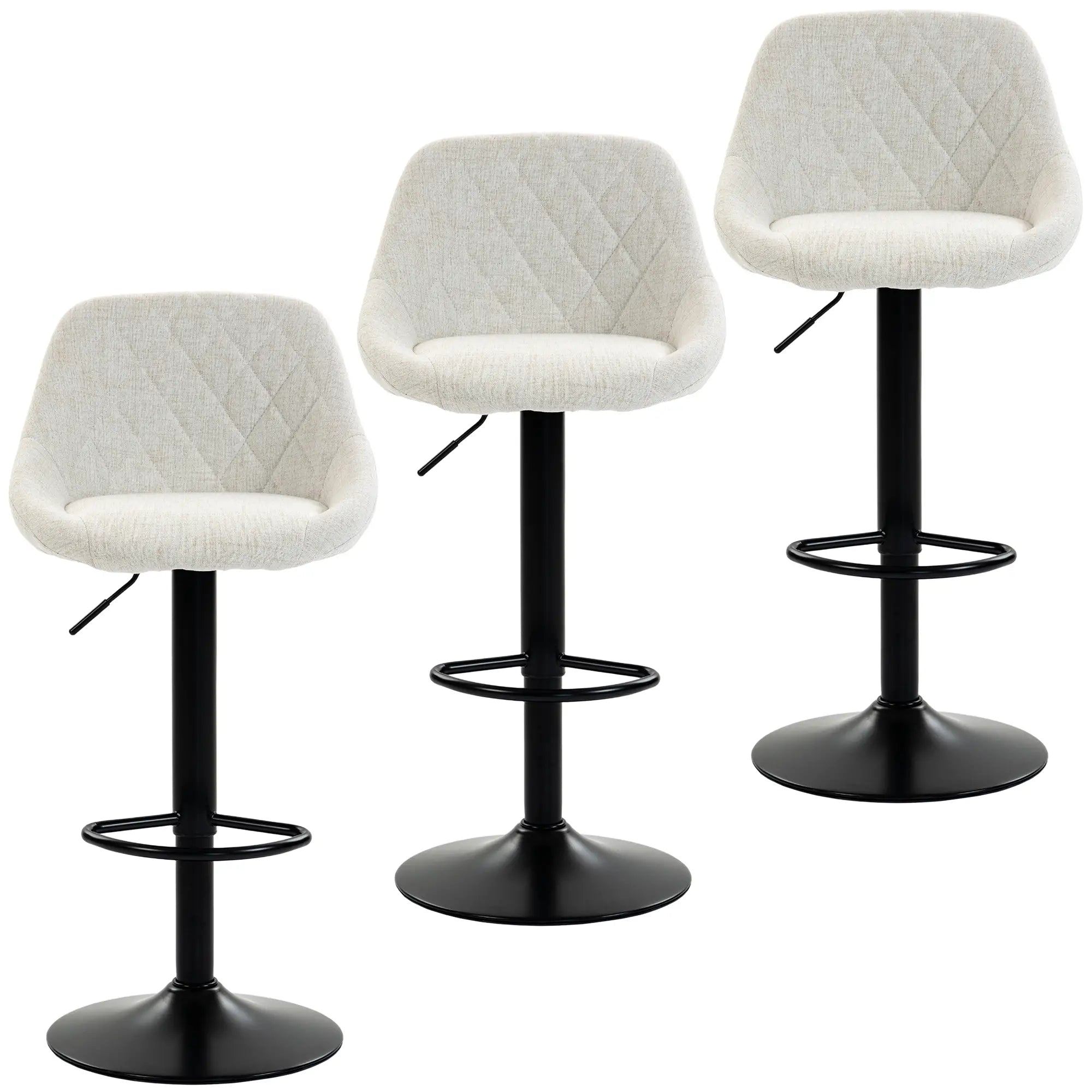 Swivel Counter Height Bar Stools Set Of 3, Off-White Bar Stools Cream White, Black at Gallery Canada