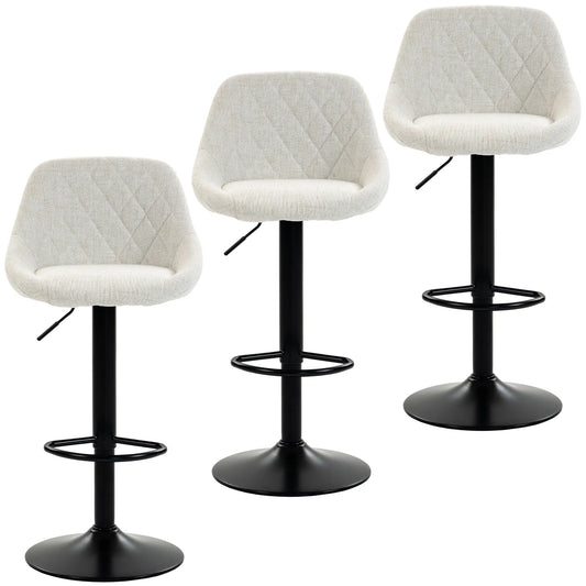 Swivel Counter Height Bar Stools Set Of 3, Off-White Bar Stools Cream White, Black at Gallery Canada