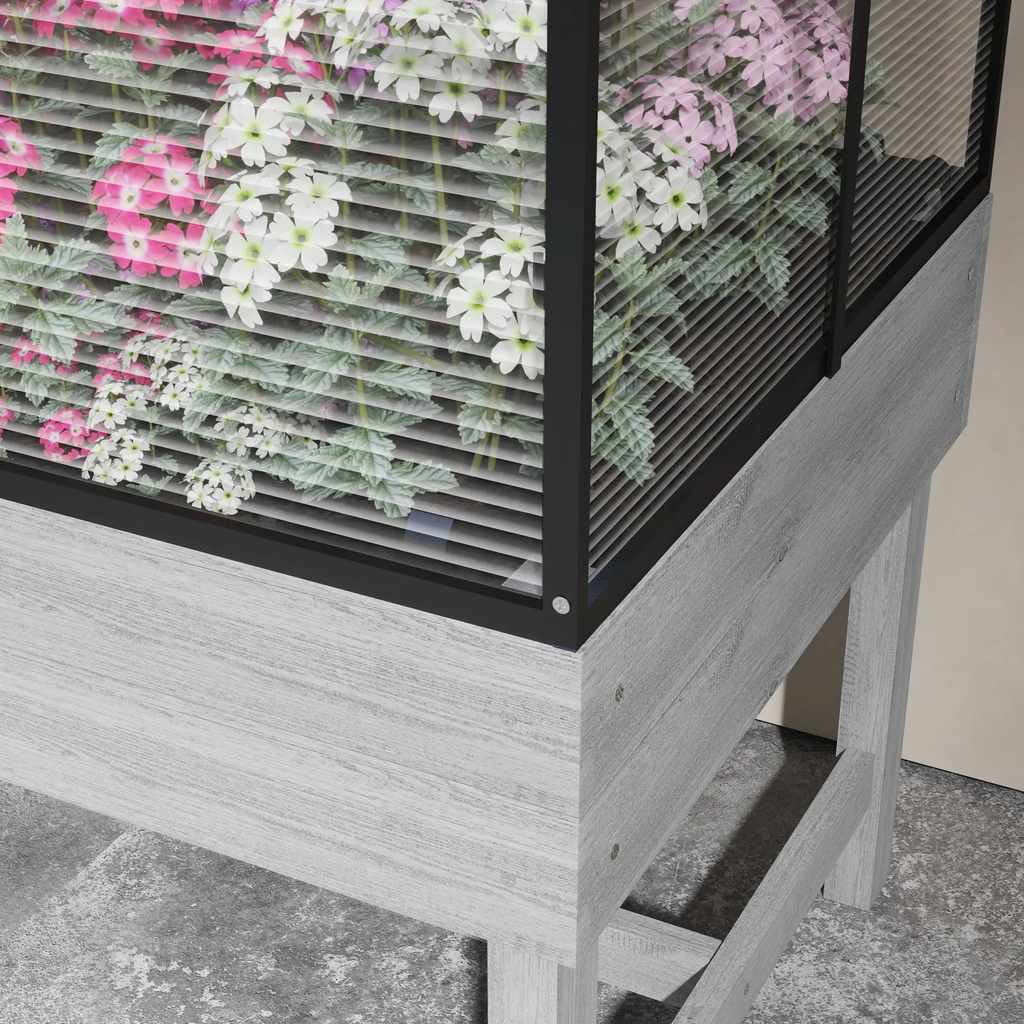 Wood Elevated Planter Box, Cold Frame Greenhouse, Raised Garden Bed, Distressed Grey, Grey Raised Garden Beds at Gallery Canada