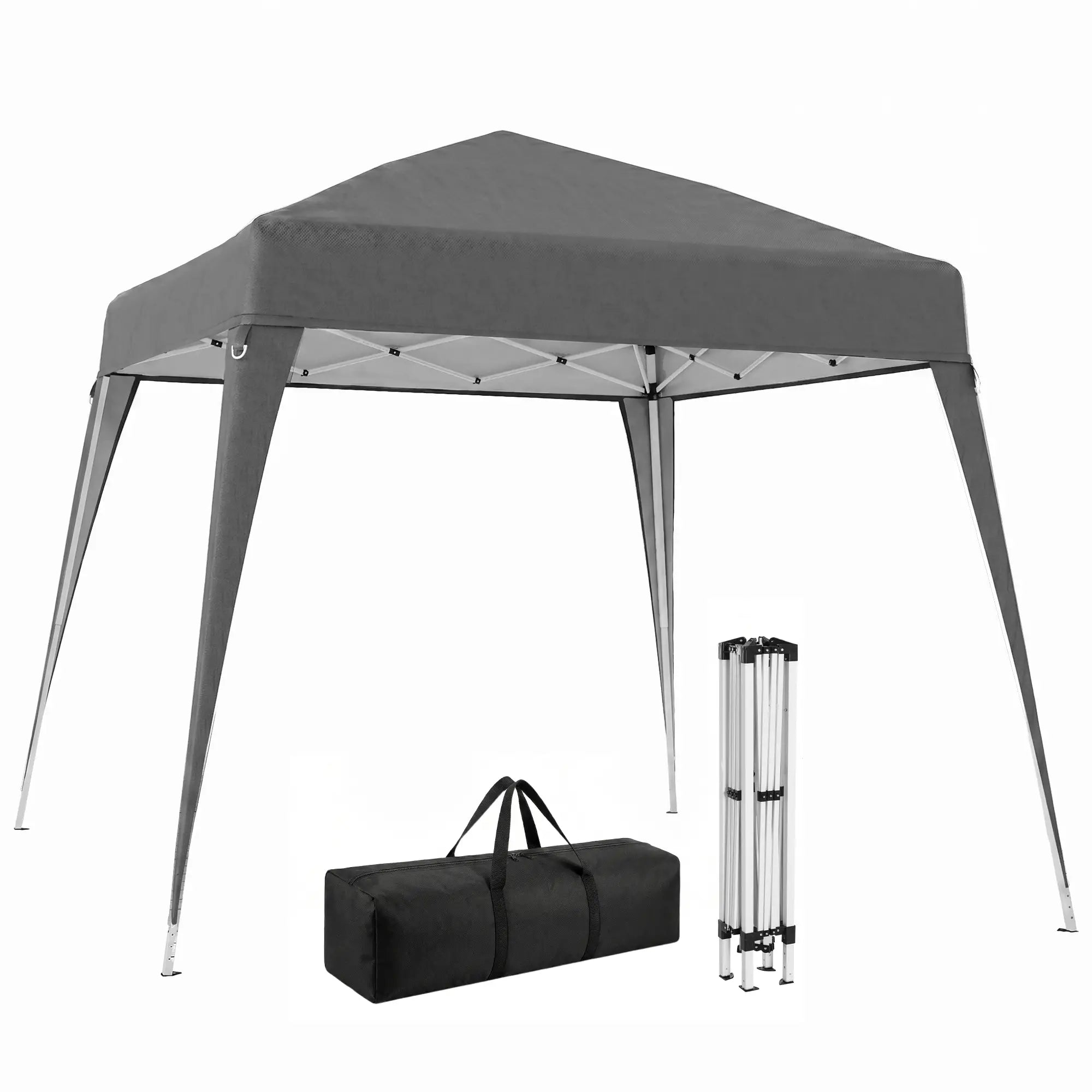 8' x 8' Pop Up Canopy, Outdoor Folding Tent, Portable with Bag, Grey Pop Up Canopies Grey at Gallery Canada