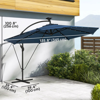 11.3 ft Cantilever Patio Umbrella, With Light And Cover, Navy Blue Offset Cantilever Umbrellas at Gallery Canada