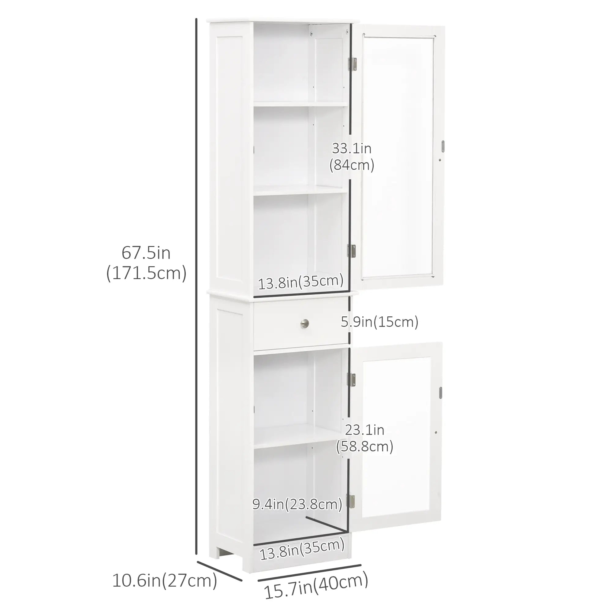 Tall Bathroom Storage Cabinet, 2 Doors, Adjustable Shelves, White Bathroom Cabinets at Gallery Canada