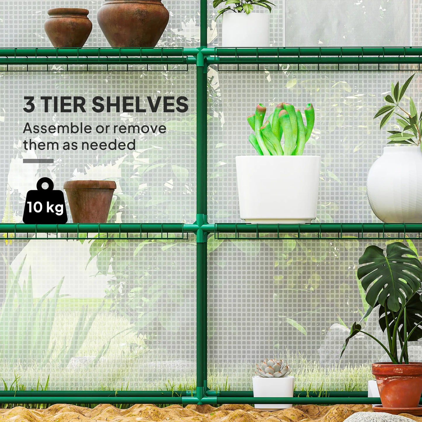 Walk-In Greenhouse, 3 Tier, Roll-Up Door, Mesh Windows, 140 x 213 x 190 cm, White Walk In Greenhouses at Gallery Canada