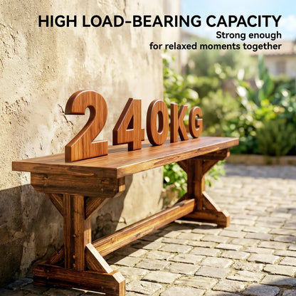Rustic Wooden Bench, Backless Garden Patio Loveseat, Carbonized Outdoor Benches at Gallery Canada