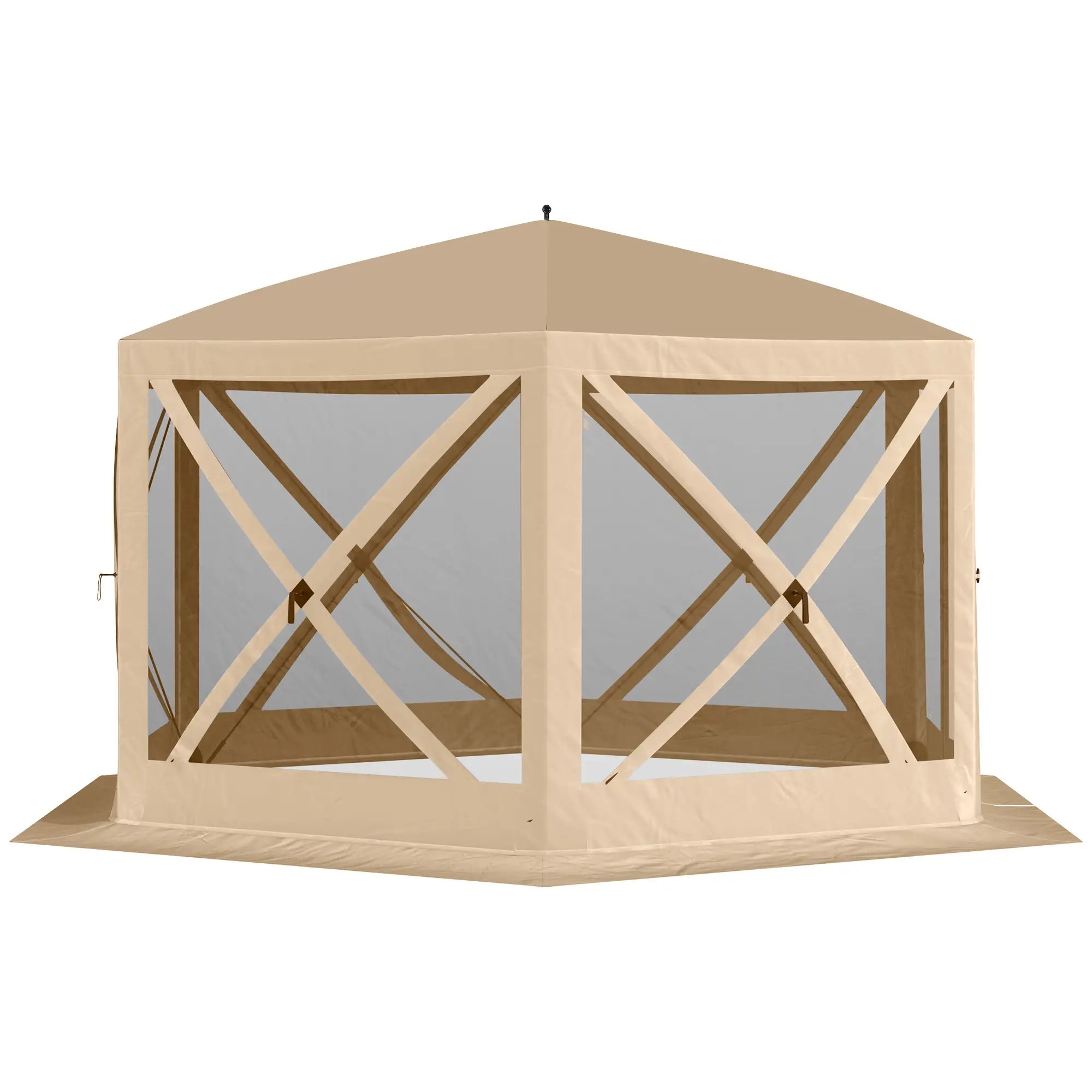 12' x 12' Hexagon Pop Up Screen Tent, Camping Shelter, Beige Pop Up Canopies at Gallery Canada